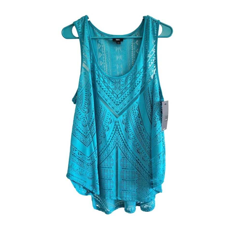 Massimo Boho Burn-out Design Flowing Material Tank Top - Size - XL